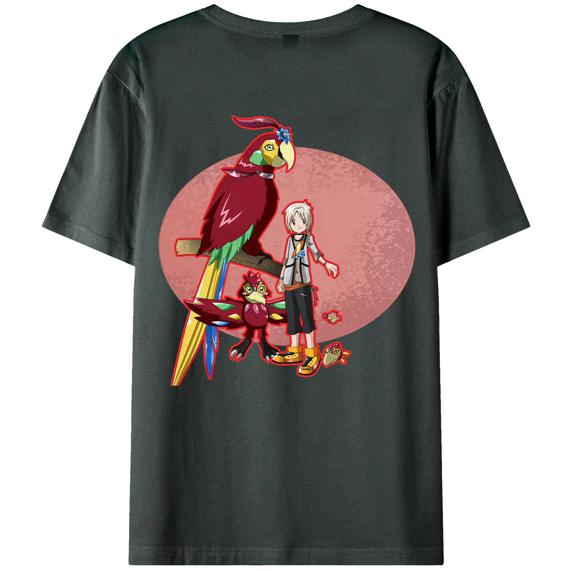 （画像用） Digimon デジタルモンスター/デジモン 綿100％ メンズ半袖Tシャツ（バックプリント） 通気性